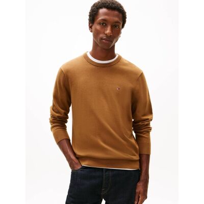 Tommy Hilfiger Sweter Regular Fit brązowy S Tommy Hilfiger Sweter Regular Fit brązowy S