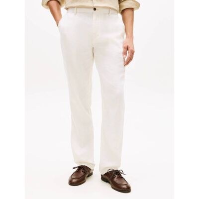 Tommy Hilfiger Lniane spodnie chino DENTON Straight fit ecru 34/34 Tommy Hilfiger Lniane spodnie chino DENTON Straight fit ecru 34/34