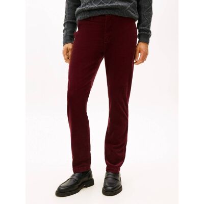 Tommy Hilfiger Spodnie chino DENTON Straight fit sztruks bordowy 34/32 Tommy Hilfiger Spodnie chino DENTON Straight fit sztruks bordowy 34/32
