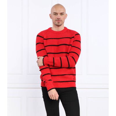 HUGO Wełniany Sweter Stom Regular Fit czerwony M HUGO Wełniany Sweter Stom Regular Fit czerwony M