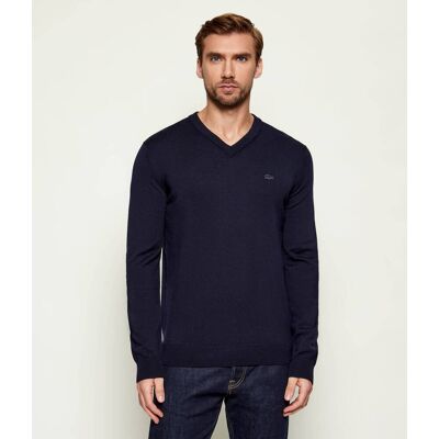Lacoste Wełniany sweter Regular Fit granatowy S Lacoste Wełniany sweter Regular Fit granatowy S