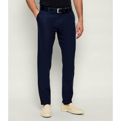 Boss ORANGE Spodnie chino Pleated-2 Tapered fit granatowy 33/34 Boss ORANGE Spodnie chino Pleated-2 Tapered fit granatowy 33/34