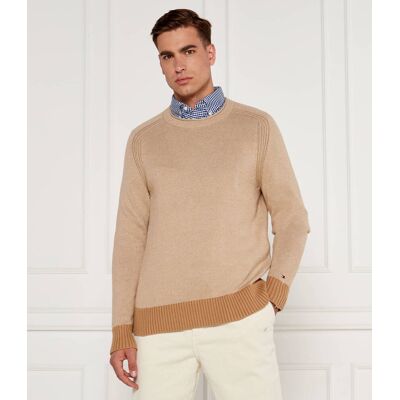 Tommy Hilfiger Sweter Regular Fit beżowy XXL Tommy Hilfiger Sweter Regular Fit beżowy XXL