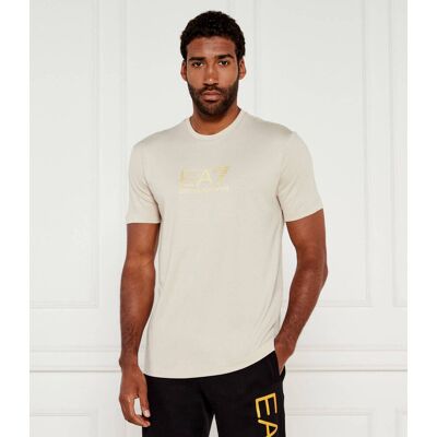 EA7 T-shirt Slim Fit beżowy S EA7 T-shirt Slim Fit beżowy S