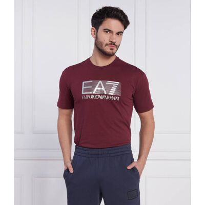 EA7 T-shirt Regular Fit bordowy L EA7 T-shirt Regular Fit bordowy L