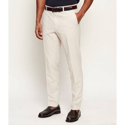 Boss BLACK Spodnie H-Genius-253 Slim Fit z dodatkiem lnu beżowy 54 Boss BLACK Spodnie H-Genius-253 Slim Fit z dodatkiem lnu beżowy 54