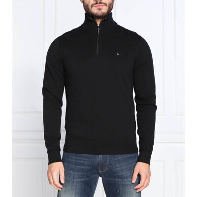 Tommy Hilfiger Sweter ZIP MOCK Regular Fit z dodatkiem kaszmiru czarny XS Tommy Hilfiger Sweter ZIP MOCK Regular Fit z dodatkiem kaszmiru czarny XS