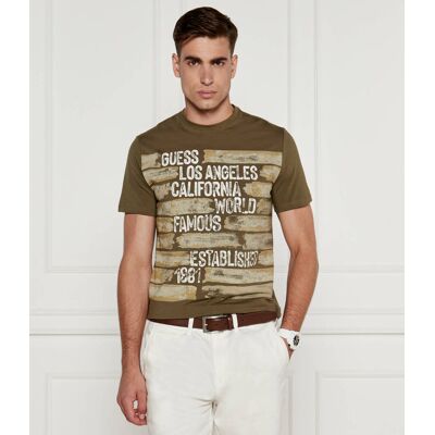 Guess T-shirt WORLD FAMOUS Slim Fit khaki S Guess T-shirt WORLD FAMOUS Slim Fit khaki S
