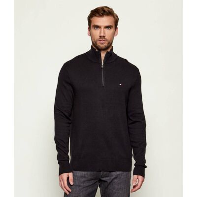 Tommy Hilfiger Sweter ZIP MOCK Regular Fit z dodatkiem kaszmiru czarny XL Tommy Hilfiger Sweter ZIP MOCK Regular Fit z dodatkiem kaszmiru czarny XL