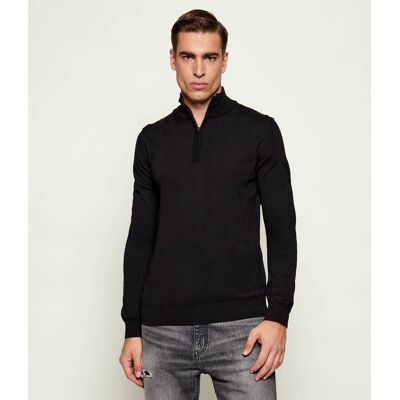 HUGO Wełniany sweter San Quirin-M Regular Fit czarny XL HUGO Wełniany sweter San Quirin-M Regular Fit czarny XL