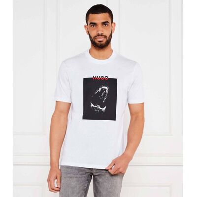 HUGO T-shirt Dobero Regular Fit biały XS HUGO T-shirt Dobero Regular Fit biały XS