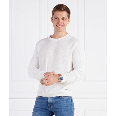 Joop! Sweter Mendor Regular Fit z dodatkiem lnu biały XXL Joop! Sweter Mendor Regular Fit z dodatkiem lnu biały XXL