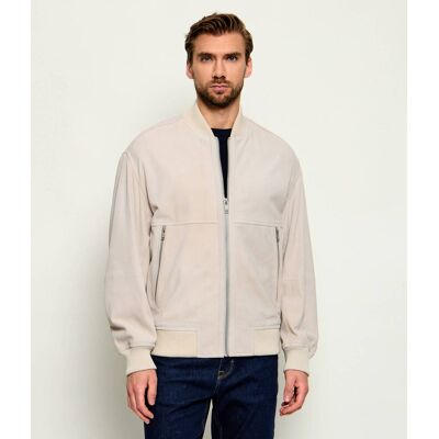 Boss ORANGE Kurtka bomber Jonorve zamsz Slim Fit z dodatkiem skóry beżowy 52 Boss ORANGE Kurtka bomber Jonorve zamsz Slim Fit z dodatkiem skóry beżowy 52