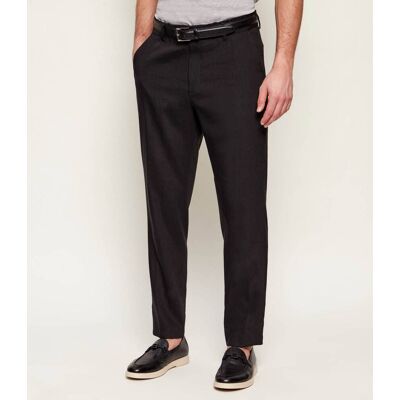 Boss BLACK Lniane spodnie P-Perin-RDS-WG-262 Tapered fit czarny 54 Boss BLACK Lniane spodnie P-Perin-RDS-WG-262 Tapered fit czarny 54