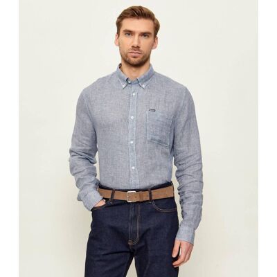 Barbour Lniana koszula Linton Tailored slim niebieski L Barbour Lniana koszula Linton Tailored slim niebieski L