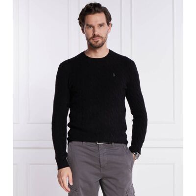 Polo Ralph Lauren Wełniany sweter Slim Fit z dodatkiem kaszmiru czarny XXL Polo Ralph Lauren Wełniany sweter Slim Fit z dodatkiem kaszmiru czarny XXL