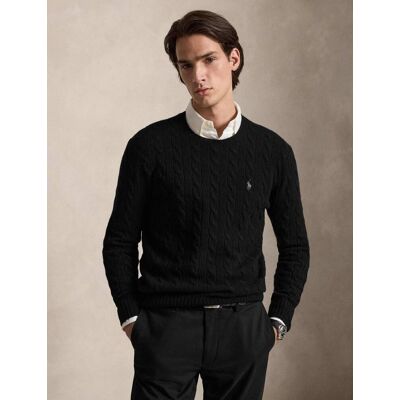 Polo Ralph Lauren Wełniany sweter Slim Fit z dodatkiem kaszmiru czarny L Polo Ralph Lauren Wełniany sweter Slim Fit z dodatkiem kaszmiru czarny L