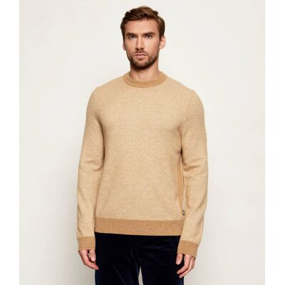 Boss BLACK Wełniany sweter H-Hestro Regular Fit beżowy XXL Boss BLACK Wełniany sweter H-Hestro Regular Fit beżowy XXL