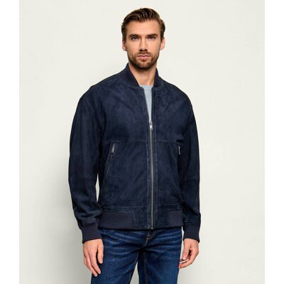 Boss ORANGE Kurtka bomber Jonorve zamsz Slim Fit z dodatkiem skóry granatowy 50 Boss ORANGE Kurtka bomber Jonorve zamsz Slim Fit z dodatkiem skóry granatowy 50