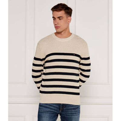 Tommy Hilfiger Sweter Regular Fit beżowy XL Tommy Hilfiger Sweter Regular Fit beżowy XL