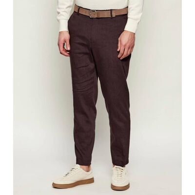 Boss BLACK Lniane spodnie P-Perin-RDS-WG-262 Tapered fit brązowy 54 Boss BLACK Lniane spodnie P-Perin-RDS-WG-262 Tapered fit brązowy 54