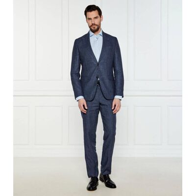 Boss BLACK Lniany garnitur C-Huge-2Pcs-Peak-252 Slim Fit z dodatkiem wełny granatowy 54 Boss BLACK Lniany garnitur C-Huge-2Pcs-Peak-252 Slim Fit z dodatkiem wełny granatowy 54