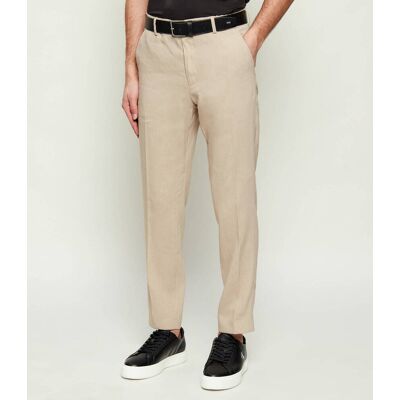 Boss BLACK Lniane spodnie P-Perin-RDS-WG-262 Tapered fit beżowy 54 Boss BLACK Lniane spodnie P-Perin-RDS-WG-262 Tapered fit beżowy 54