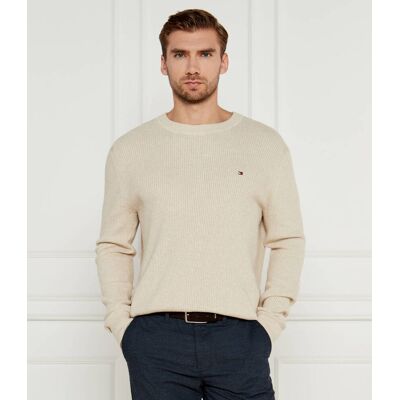 Tommy Hilfiger Sweter Regular Fit beżowy L Tommy Hilfiger Sweter Regular Fit beżowy L
