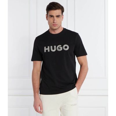 HUGO T-shirt Drochet Regular Fit czarny L HUGO T-shirt Drochet Regular Fit czarny L