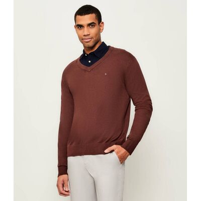 Tommy Hilfiger Sweter Regular Fit z dodatkiem kaszmiru brązowy XL Tommy Hilfiger Sweter Regular Fit z dodatkiem kaszmiru brązowy XL