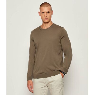 Boss BLACK Wełniany sweter Leno-P Slim Fit khaki M Boss BLACK Wełniany sweter Leno-P Slim Fit khaki M