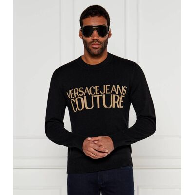 Versace Jeans Couture Sweter Regular Fit z dodatkiem wełny i kaszmiru czarny XL Versace Jeans Couture Sweter Regular Fit z dodatkiem wełny i kaszmiru czarny XL