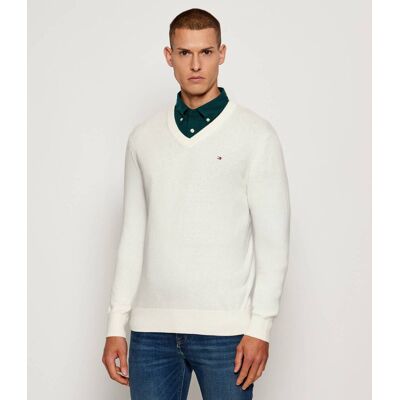 Tommy Hilfiger Sweter Regular Fit z dodatkiem kaszmiru ecru M Tommy Hilfiger Sweter Regular Fit z dodatkiem kaszmiru ecru M