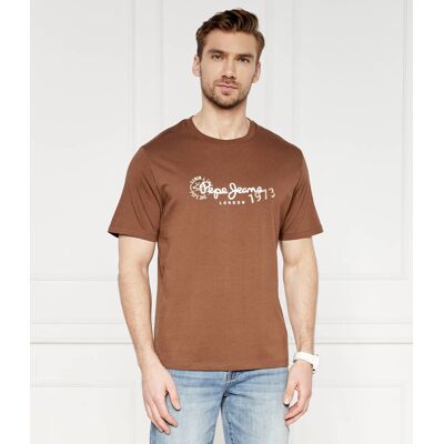 Pepe Jeans London T-shirt Regular Fit brązowy S Pepe Jeans London T-shirt Regular Fit brązowy S