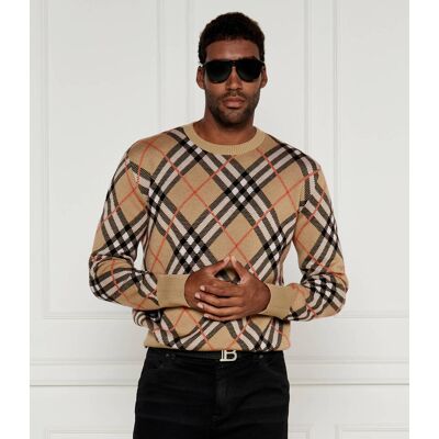 Burberry Wełniany sweter Regular Fit beżowy L Burberry Wełniany sweter Regular Fit beżowy L