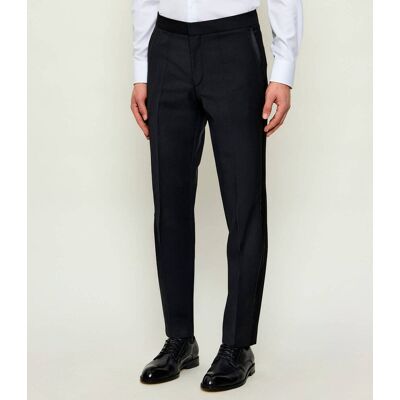 HUGO Wełniane spodnie Hesten224E1X Extra slim fit czarny 56 HUGO Wełniane spodnie Hesten224E1X Extra slim fit czarny 56
