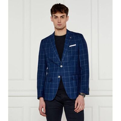 Boss BLACK Lniana marynarka H-Hutson-233 Slim Fit z dodatkiem wełny granatowy 54 Boss BLACK Lniana marynarka H-Hutson-233 Slim Fit z dodatkiem wełny granatowy 54