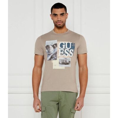 Guess T-shirt Slim Fit beżowy L Guess T-shirt Slim Fit beżowy L