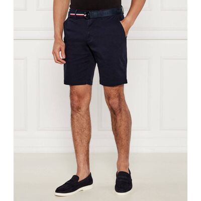 Tommy Hilfiger Szorty chino + pasek Brooklyn Slim Fit granatowy 38 Tommy Hilfiger Szorty chino + pasek Brooklyn Slim Fit granatowy 38