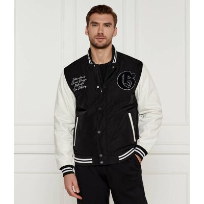 Guess Kurtka bomber VERSITY Regular Fit z dodatkiem skóry czarny XXL Guess Kurtka bomber VERSITY Regular Fit z dodatkiem skóry czarny XXL