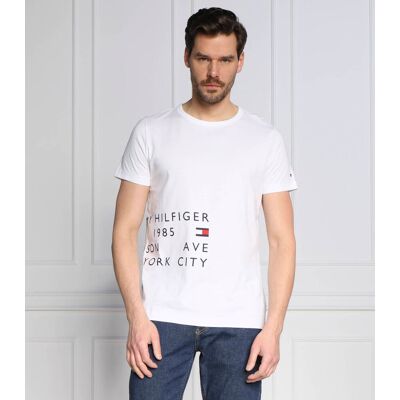 Tommy Hilfiger T-shirt OFF PLACEMENT Slim Fit biały XXL Tommy Hilfiger T-shirt OFF PLACEMENT Slim Fit biały XXL