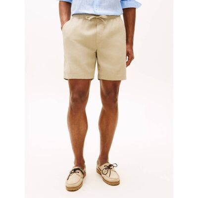 Tommy Hilfiger Lniane szorty chino DOVER Regular Fit beżowy 33 Tommy Hilfiger Lniane szorty chino DOVER Regular Fit beżowy 33