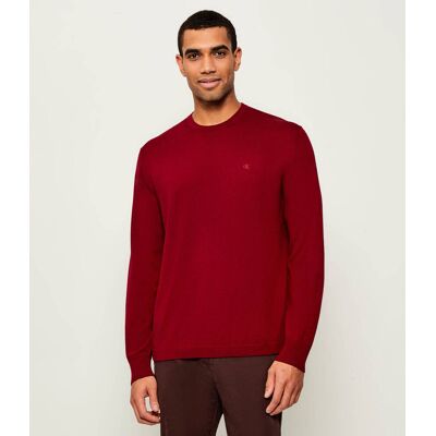 Calvin Klein Wełniany sweter Regular Fit bordowy L Calvin Klein Wełniany sweter Regular Fit bordowy L