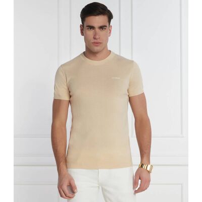 Guess T-shirt Regular Fit z dodatkiem jedwabiu beżowy XL Guess T-shirt Regular Fit z dodatkiem jedwabiu beżowy XL