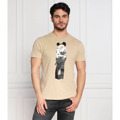 Guess T-shirt POLICE LOVE Regular Fit piaskowy S Guess T-shirt POLICE LOVE Regular Fit piaskowy S
