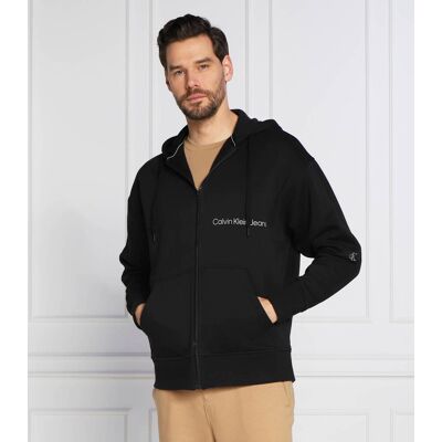 Calvin Klein Jeans Bluza OFF PLACED INSTIT ZIP-THROUGH Regular Fit czarny M Calvin Klein Jeans Bluza OFF PLACED INSTIT ZIP-THROUGH Regular Fit czarny M