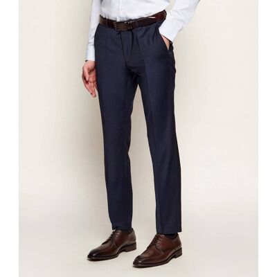 HUGO Wełniane spodnie HestenM204X Extra slim fit granatowy 56 HUGO Wełniane spodnie HestenM204X Extra slim fit granatowy 56