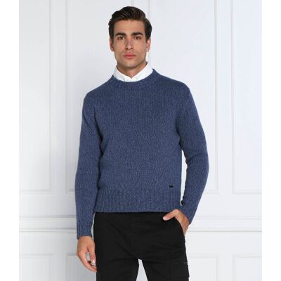 HUGO Wełniany sweter Siogul Oversize fit niebieski XXL HUGO Wełniany sweter Siogul Oversize fit niebieski XXL