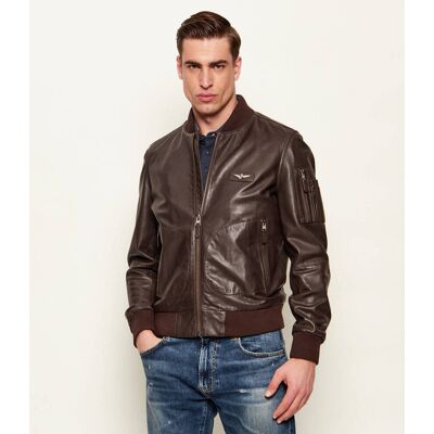 Aeronautica Militare Skórzana kurtka bomber Regular Fit brązowy 50 Aeronautica Militare Skórzana kurtka bomber Regular Fit brązowy 50