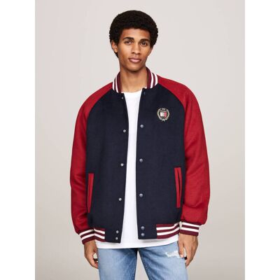 Tommy Jeans Kurtka bomber Regular Fit z dodatkiem wełny granatowy M Tommy Jeans Kurtka bomber Regular Fit z dodatkiem wełny granatowy M